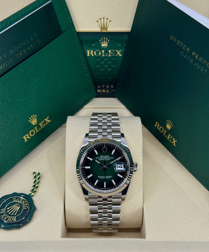 Rolex Datejust 36mm, Stainless Steel, Green Ombré, Jubilee, Ref# 126234-0059, dated 2026