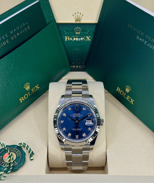 Rolex Datejust 41mm, Stainless Steel, Blue Diamond, Oyster, Ref# 126334-0015, dated 2026
