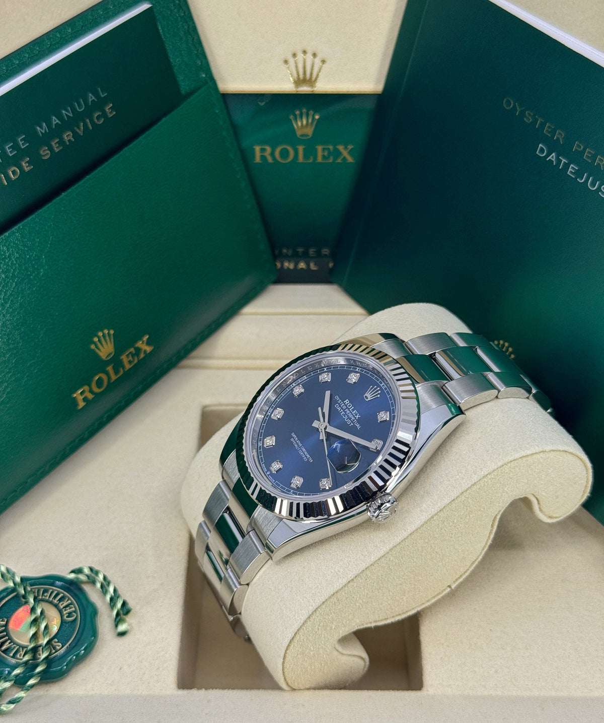 Rolex Datejust 41mm, Stainless Steel, Blue Diamond, Oyster, Ref# 126334-0015, dated 2026