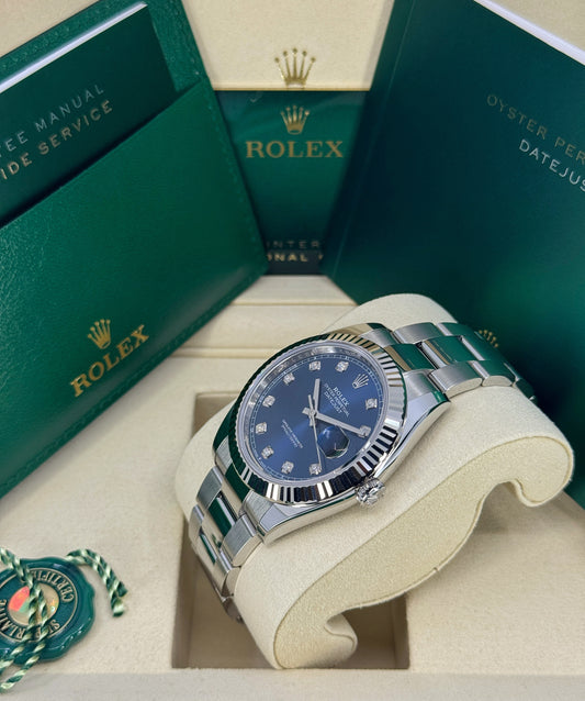 Rolex Datejust 41mm, Stainless Steel, Blue Diamond, Oyster, Ref# 126334-0015, dated 2026