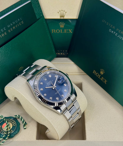 Rolex Datejust 41mm, Stainless Steel, Blue Diamond, Oyster, Ref# 126334-0015, dated 2026