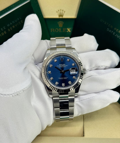Rolex Datejust 41mm, Stainless Steel, Blue Diamond, Oyster, Ref# 126334-0015, dated 2026