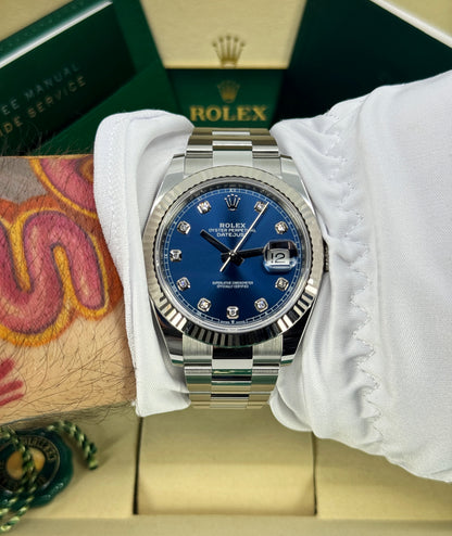 Rolex Datejust 41mm, Stainless Steel, Blue Diamond, Oyster, Ref# 126334-0015, dated 2026