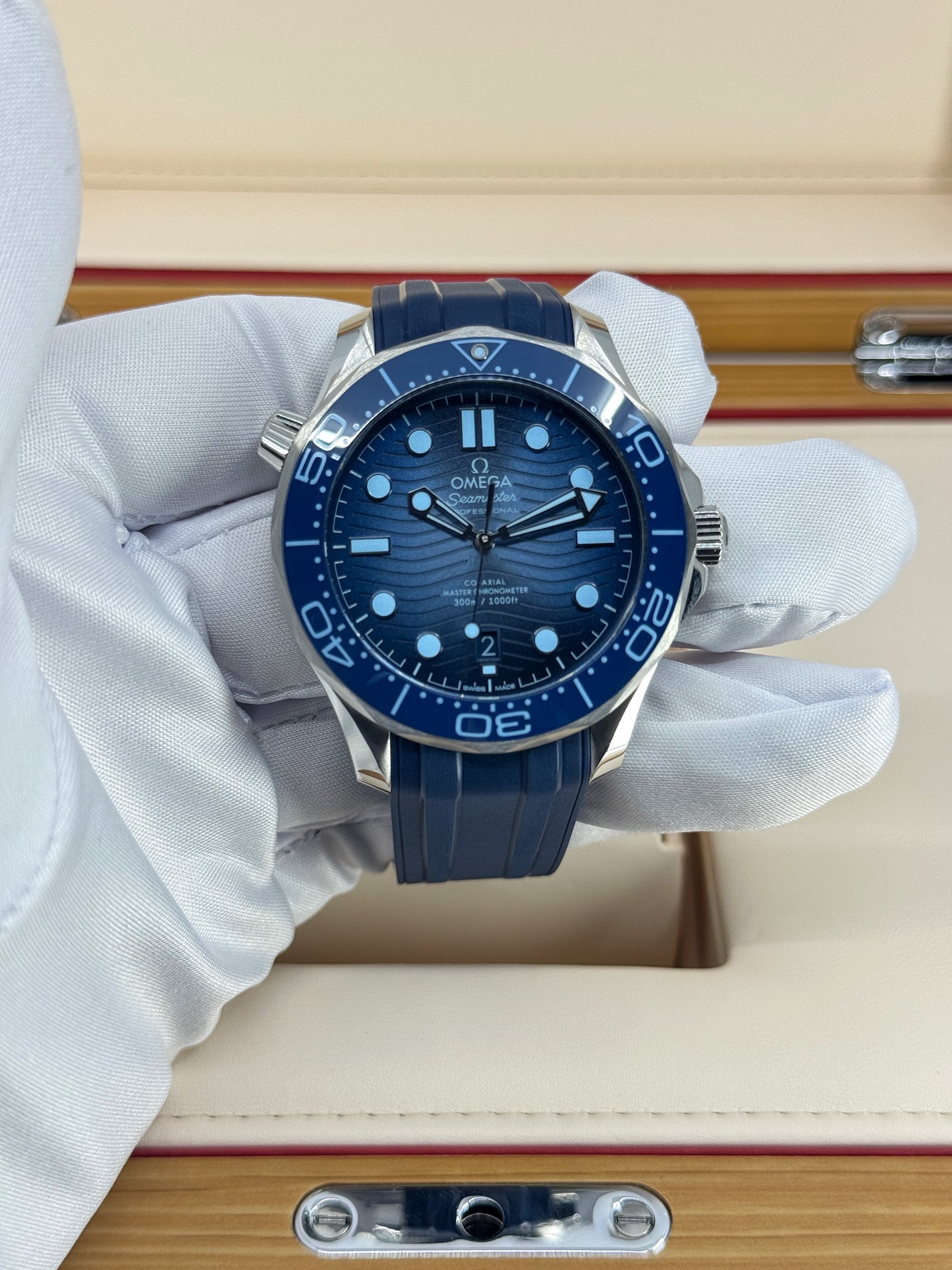 Omega Seamaster Professional Diver 300M, 42mm, Stainless Steel, Summer Blue, Ref# 210.32.42.20.03.002, dated 2026