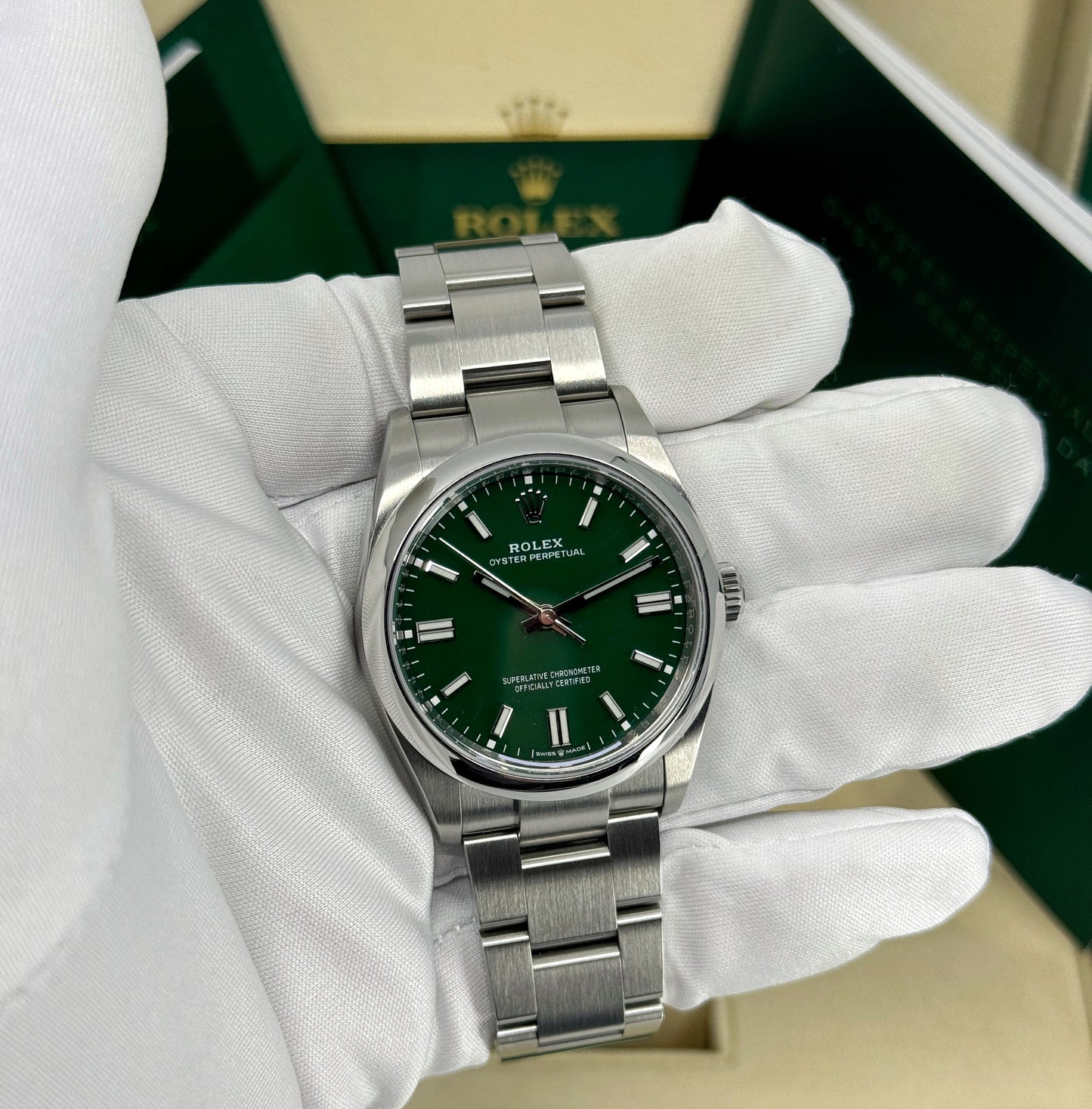 Rolex Oyster Perpetual 36mm, Stainless Steel, Green, Ref# 126000-0005, dated 2025