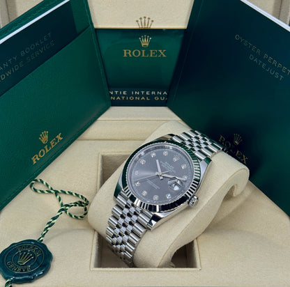 Rolex Datejust 41mm, Stainless Steel, Rhodium Diamond, Jubilee, Ref# 126334-0006, dated 2026
