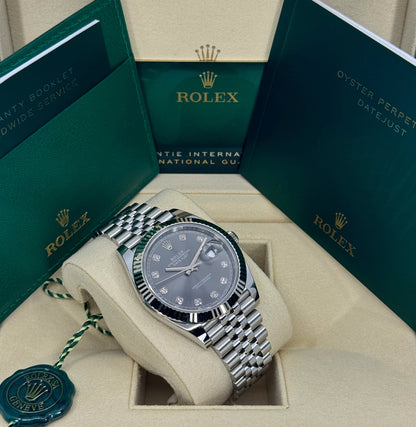 Rolex Datejust 41mm, Stainless Steel, Rhodium Diamond, Jubilee, Ref# 126334-0006, dated 2025