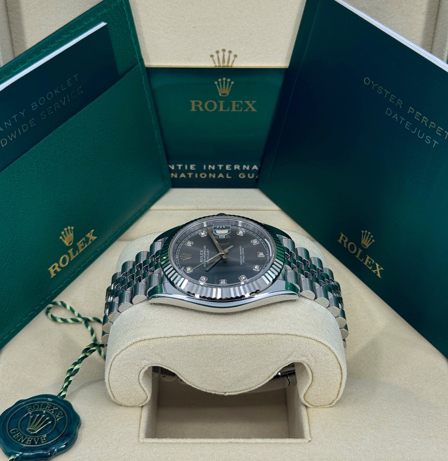 Rolex Datejust 41mm, Stainless Steel, Rhodium Diamond, Jubilee, Ref# 126334-0006, dated 2025