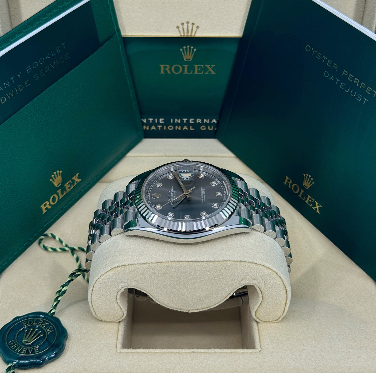 Rolex Datejust 41mm, Stainless Steel, Rhodium Diamond, Jubilee, Ref# 126334-0006, dated 2026