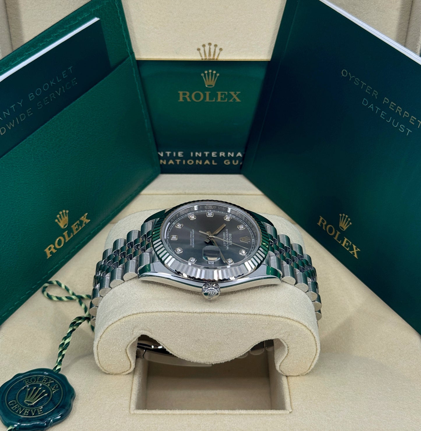 Rolex Datejust 41mm, Stainless Steel, Rhodium Diamond, Jubilee, Ref# 126334-0006, dated 2025