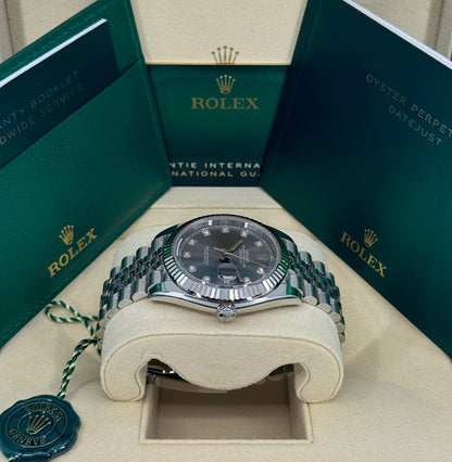 Rolex Datejust 41mm, Stainless Steel, Rhodium Diamond, Jubilee, Ref# 126334-0006, dated 2025