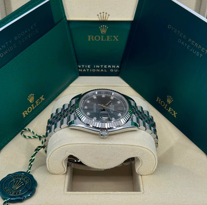Rolex Datejust 41mm, Stainless Steel, Rhodium Diamond, Jubilee, Ref# 126334-0006, dated 2026