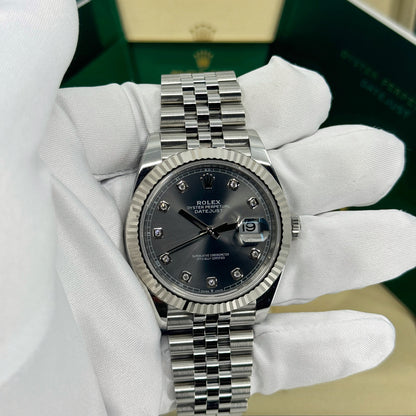 Rolex Datejust 41mm, Stainless Steel, Rhodium Diamond, Jubilee, Ref# 126334-0006, dated 2026