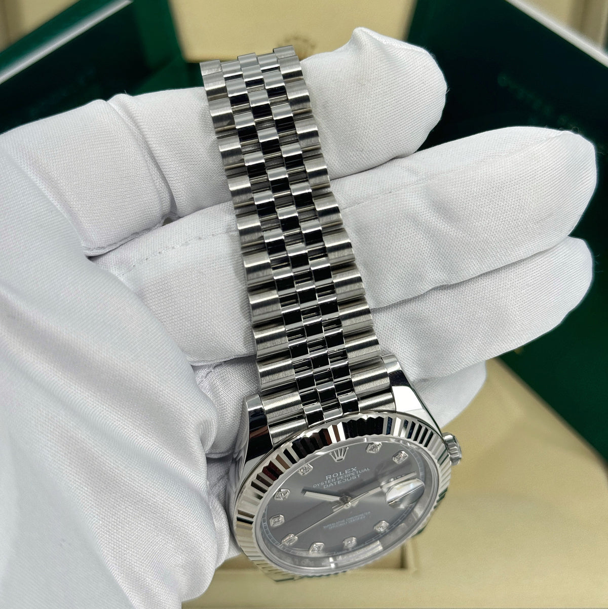 Rolex Datejust 41mm, Stainless Steel, Rhodium Diamond, Jubilee, Ref# 126334-0006, dated 2026