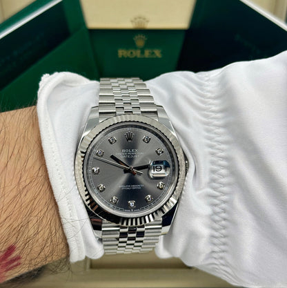 Rolex Datejust 41mm, Stainless Steel, Rhodium Diamond, Jubilee, Ref# 126334-0006, dated 2026