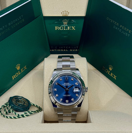 Rolex Datejust 41mm, Stainless Steel, Blue Diamond, Oyster, Ref# 126334-0015, dated 2026