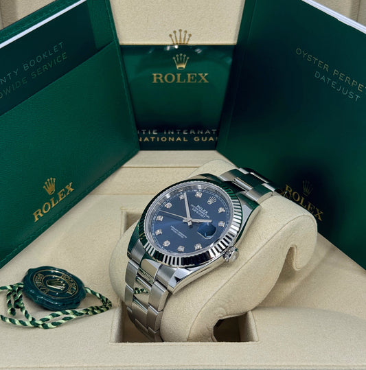 Rolex Datejust 41mm, Stainless Steel, Blue Diamond, Oyster, Ref# 126334-0015, dated 2026