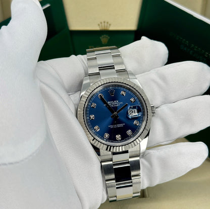 Rolex Datejust 41mm, Stainless Steel, Blue Diamond, Oyster, Ref# 126334-0015, dated 2025