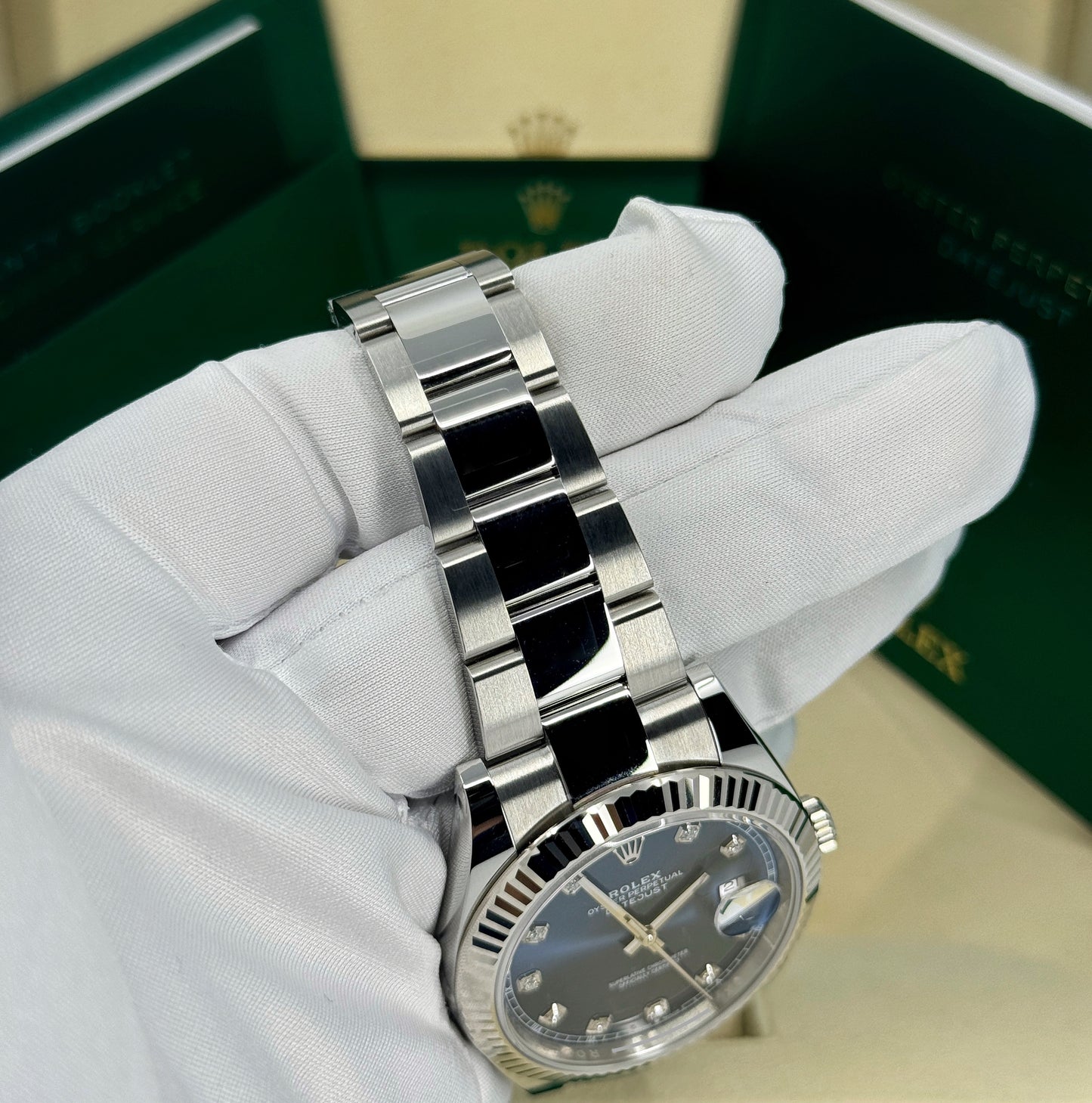 Rolex Datejust 41mm, Stainless Steel, Blue Diamond, Oyster, Ref# 126334-0015, dated 2025