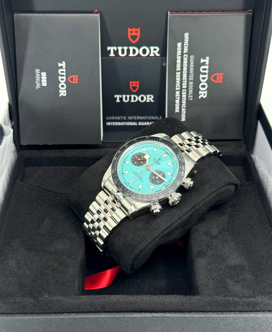 Tudor Black Bay Chrono 41mm, Special Edition, Flamingo Blue, Turquoise, Ref# 79360N-0024, dated 2025