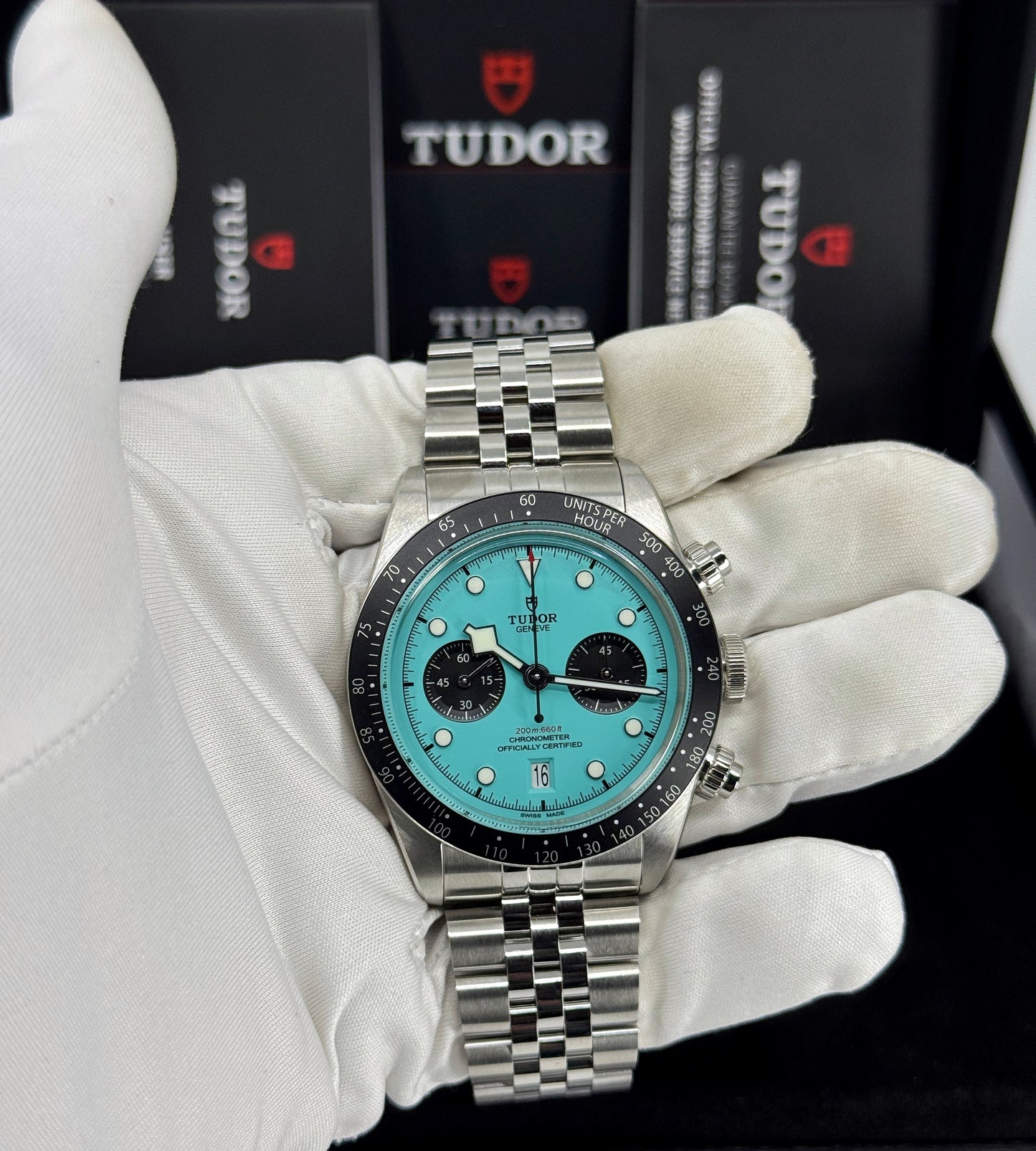 Tudor Black Bay Chrono 41mm, Special Edition, Flamingo Blue, Turquoise, Ref# 79360N-0024, dated 2026