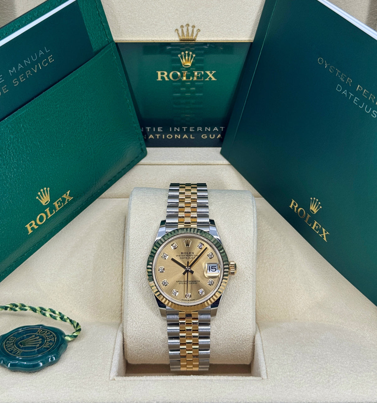 Rolex Datejust 31mm, 18k YG & Stainless Steel, Champagne Diamond, Jubilee, Ref# 278273-0026, dated 2026