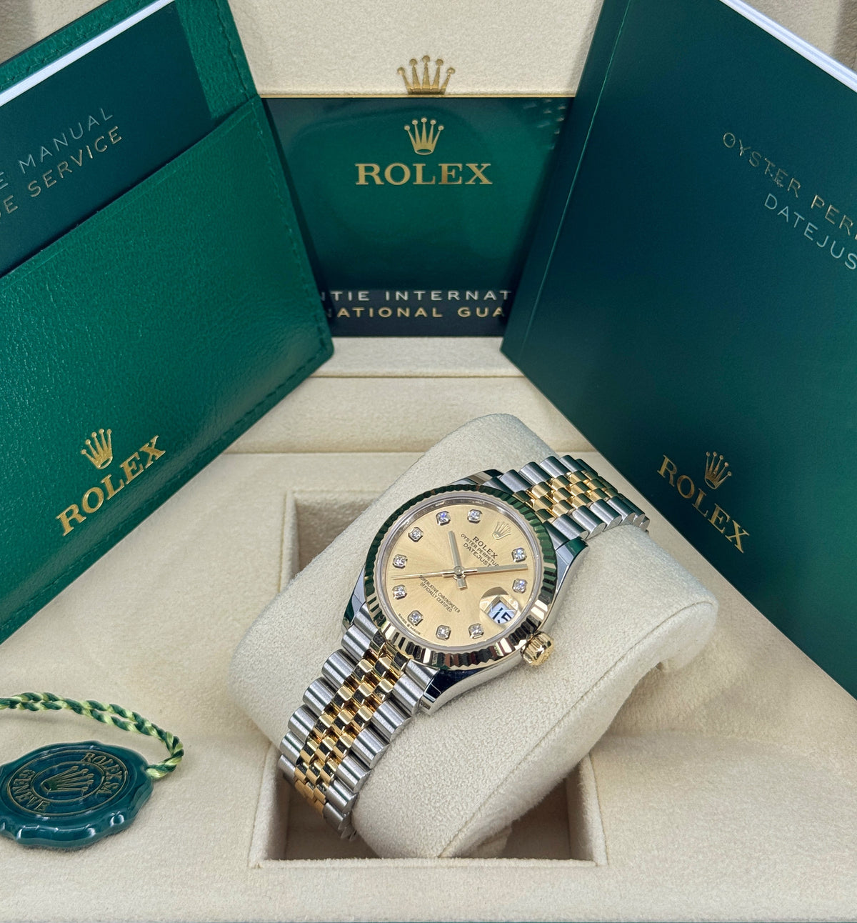 Rolex Datejust 31mm, 18k YG & Stainless Steel, Champagne Diamond, Jubilee, Ref# 278273-0026, dated 2026