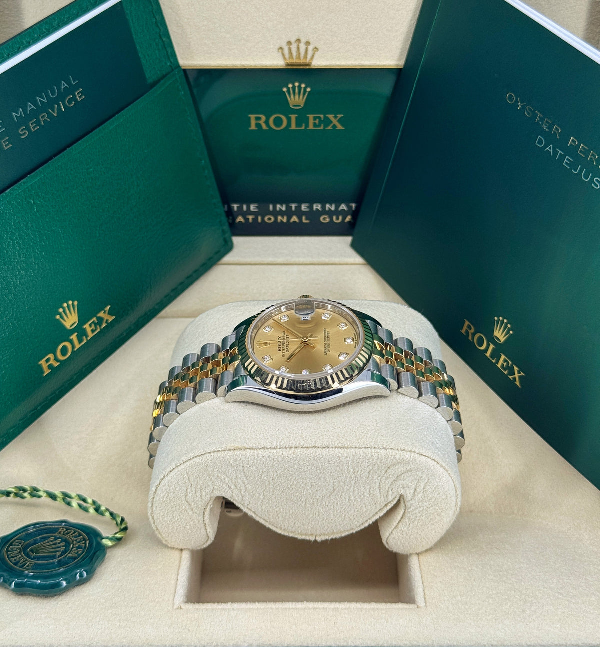 Rolex Datejust 31mm, 18k YG & Stainless Steel, Champagne Diamond, Jubilee, Ref# 278273-0026, dated 2026