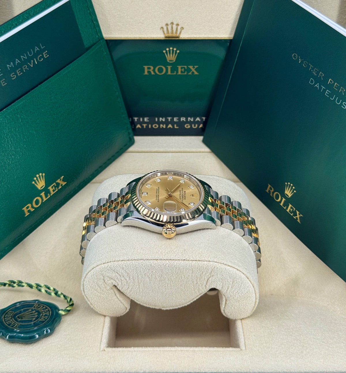 Rolex Datejust 31mm, 18k YG & Stainless Steel, Champagne Diamond, Jubilee, Ref# 278273-0026, dated 2026