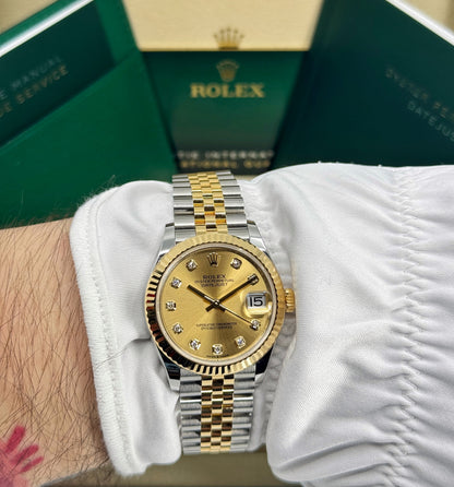 Rolex Datejust 31mm, 18k YG & Stainless Steel, Champagne Diamond, Jubilee, Ref# 278273-0026, dated 2026