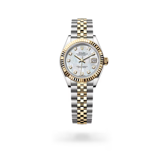 Rolex Lady-Datejust 28mm, 18k YG & Stainless Steel, Mother of Pearl Diamond, Jubilee, Ref# 279173-0013, dated 2025