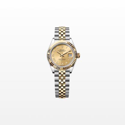 Rolex Lady-Datejust 28mm, 18k YG & Stainless Steel, Champagne Roman, Jubilee, Ref# 279173-0009, dated 2026