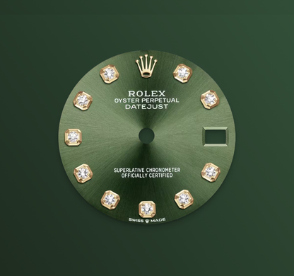 Rolex Datejust 31mm, 18k YG & Stainless Steel, Green Diamond, Oyster, Ref# 278273-0029, dated 2026