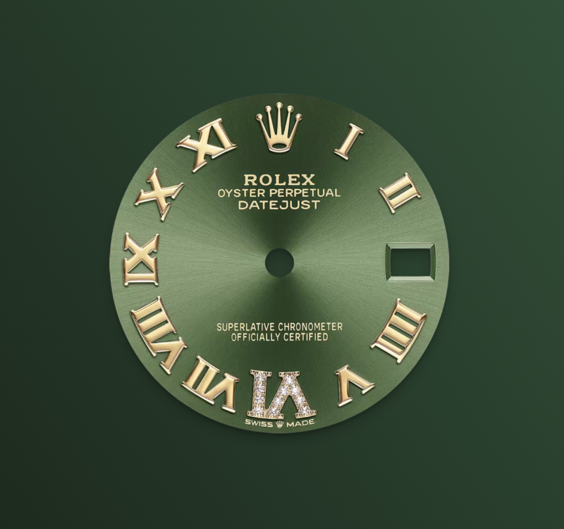 Rolex Datejust 31mm, 18k YG & Stainless Steel, Green Roman Diamond, Oyster, Ref# 278273-0015, dated 2026