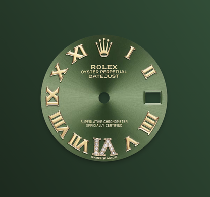 Rolex Datejust 31mm, 18k YG & Stainless Steel, Green Roman Diamond, Oyster, Ref# 278273-0015, dated 2026