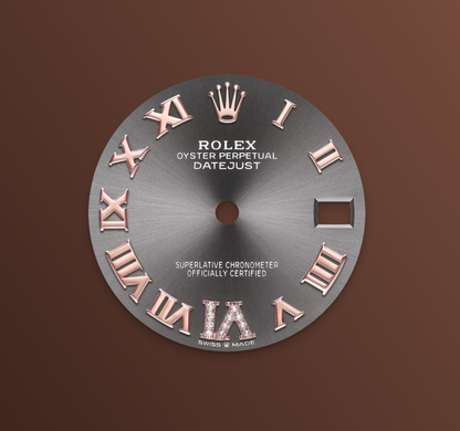 Rolex Datejust 31mm, 18k RG & Stainless Steel, Slate Roman Diamond, Oyster, Ref# 278271-0029, dated 2026