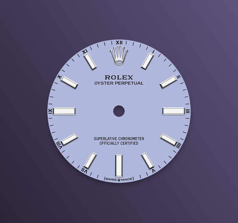 Rolex Oyster Perpetual 34mm, Stainless Steel, Lavender, Ref# 124200-0008, dated 2025