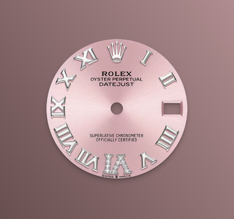 Rolex Datejust 31mm, Stainless Steel, Pink Roman VI Diamond, Jubilee, Ref# 278274-0024, dated 2025