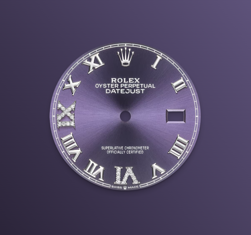 Rolex Datejust 36mm, Stainless Steel, Purple Roman Diamond, Oyster, Ref# 126234-0022, dated 2025