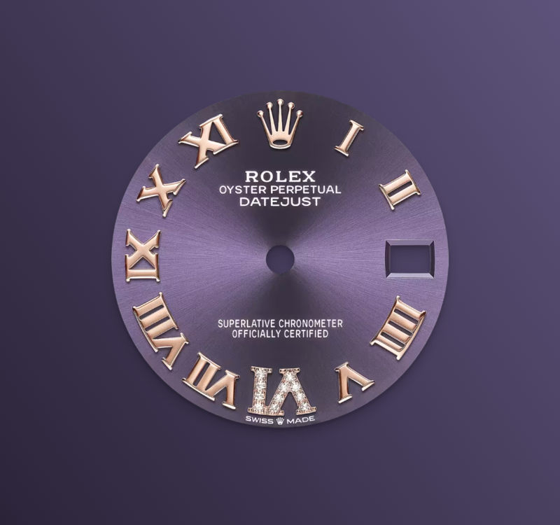Rolex Datejust 31mm, 18k RG & Stainless Steel, Purple Roman Diamond, Jubilee, Ref# 278271-0020, dated 2026