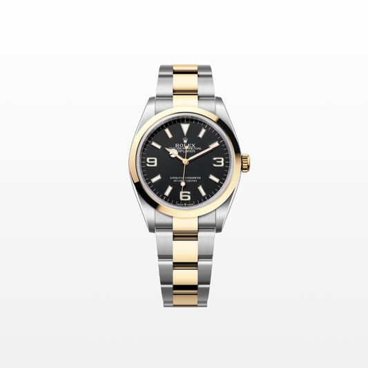 Rolex Explorer 36mm, 18k YG & Stainless Steel, Black, Ref# 124273, dated 2025
