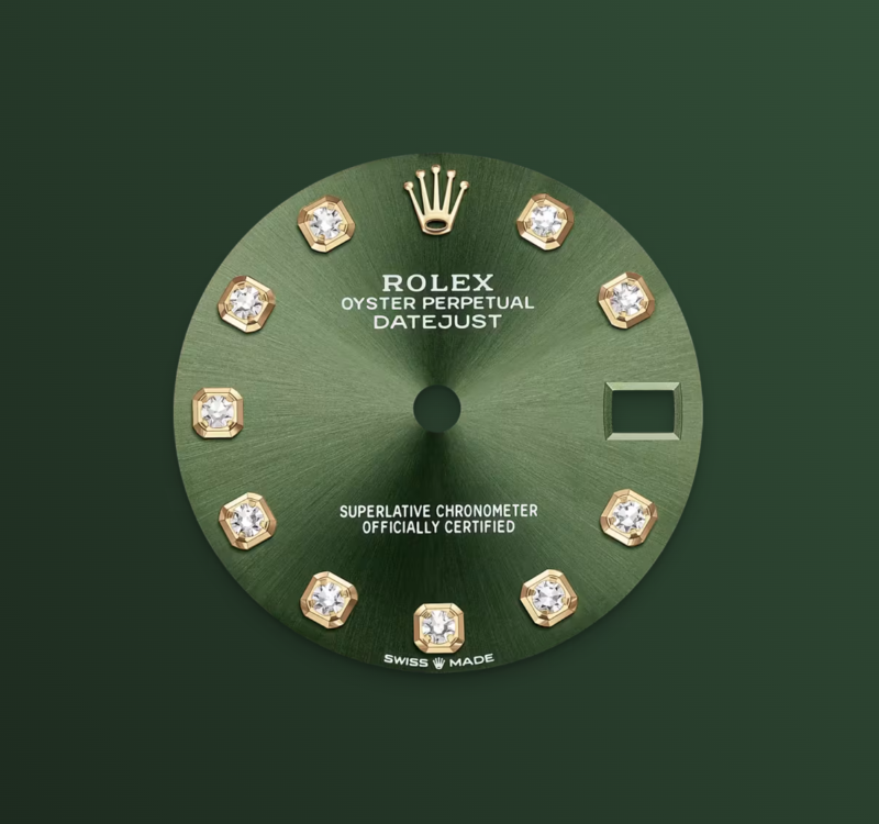 Rolex Datejust 31mm, 18k YG & Stainless Steel, Green Diamond, Jubilee, Ref# 278273-0030, dated 2026