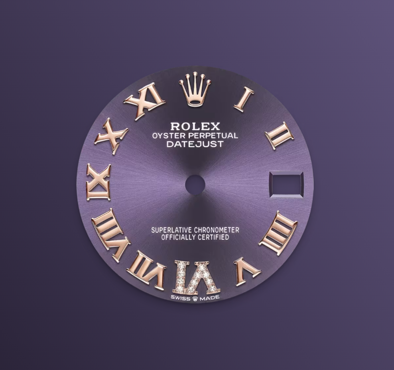 Rolex Datejust 31mm, 18k RG & Stainless Steel, Purple Roman Diamond, Oyster, Ref# 278271-0019, dated 2026