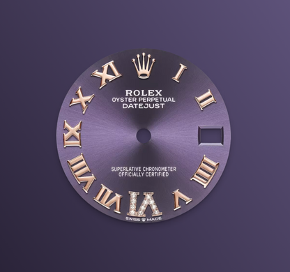 Rolex Datejust 31mm, 18k RG & Stainless Steel, Purple Roman Diamond, Oyster, Ref# 278271-0019, dated 2026