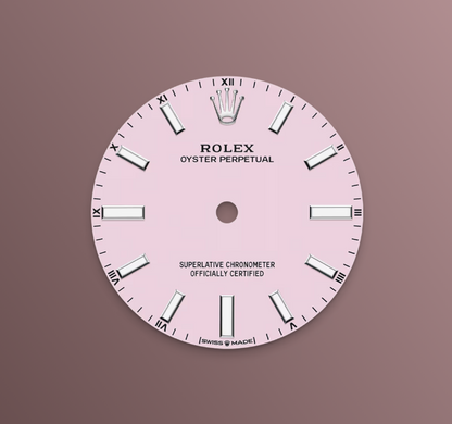 Rolex Oyster Perpetual 34mm, Stainless Steel, Candy Pink, Ref# 124200-0009, dated 2025