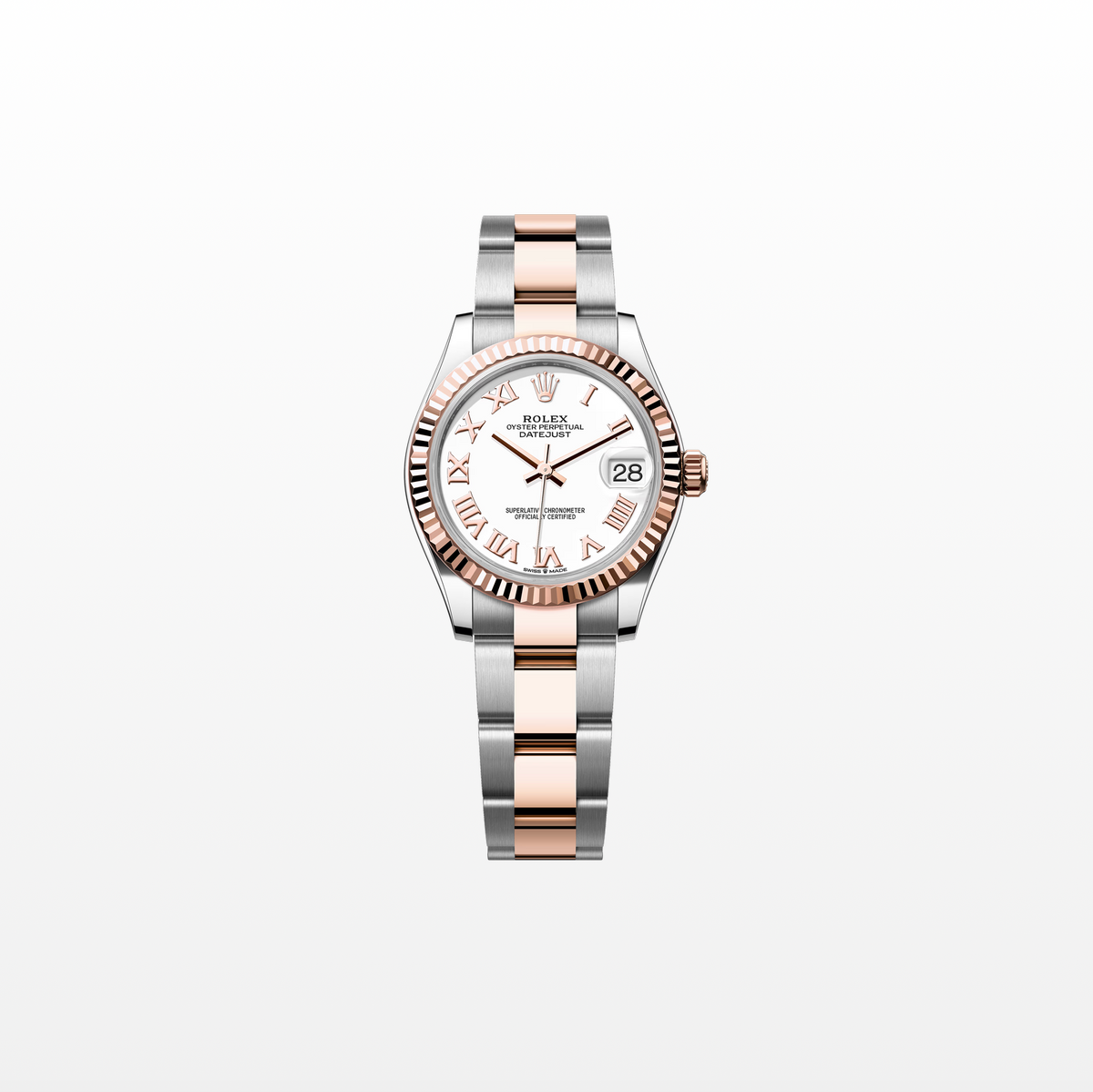 Rolex Datejust 31mm, 18k RG & Stainless Steel, White Roman, Oyster, Ref# 278271-0001, dated 2026