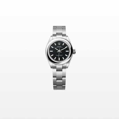 Rolex Oyster Perpetual 28mm, Stainless Steel, Black, Ref# 276200-0010, dated 2026