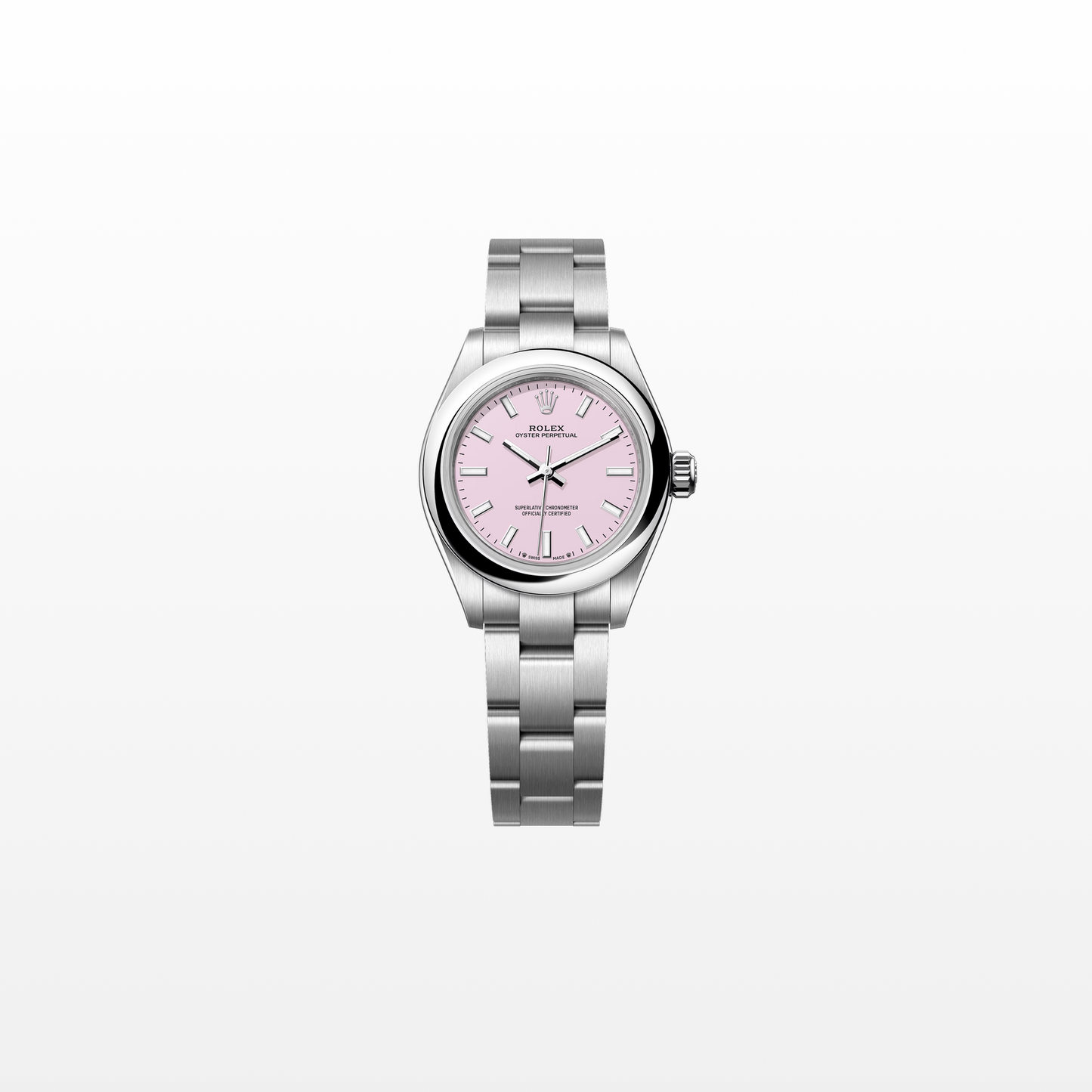 Rolex Oyster Perpetual 28mm, Stainless Steel, Candy Pink, Ref# 276200-0009, dated 2025