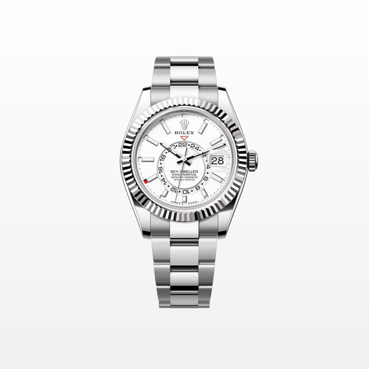 Rolex Sky-Dweller 42mm, 18k WG & Stainless Steel, White, Oyster, Ref# 336934-0003, dated 2025