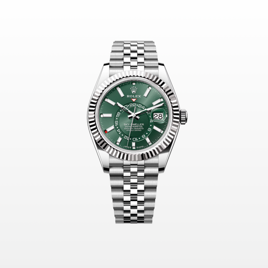 Rolex Sky-Dweller 42mm, 18k WG & Stainless Steel, Green, Jubilee, Ref# 336934-0002, dated 2025